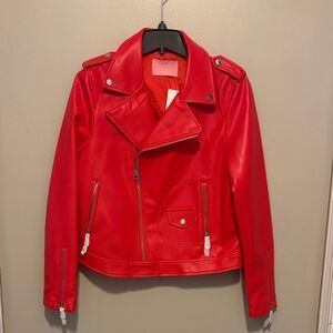 Women's Red Faux Leather Moto Jacket ♥️